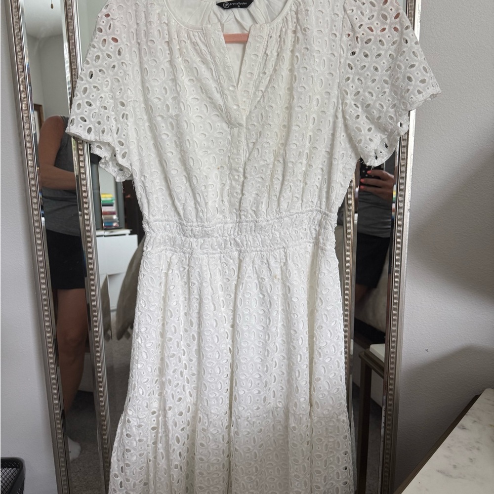 Chic White Eyelet Mini Dress